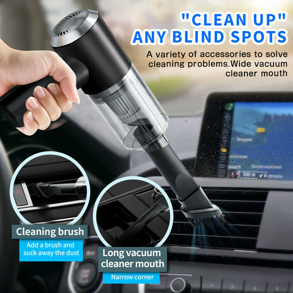 This Cordless Handheld Rechargeable Vacuum Cleaner has plenty of power to clean up those hard messes. Perfect for indoors and out, to clean your car and vacuum in the cracks for a deep clean feel. Easy to use and rechargeable, so no cord to hassle with, as you can use this anywhere