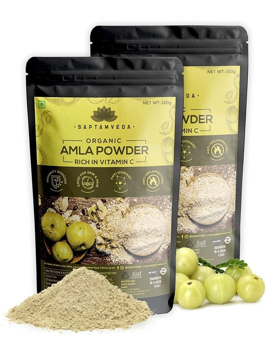 Our SAPTAMVEDA Organic Amla Powder Helps To increase your Healthy And Glowing Skin and is GOOD TO BUILD HAIR AND SKIN IMMUNITY. It is Rich in vitamins and minerals And is a very Healthy Source Of Vitamin C to Help To Build your Immunity.